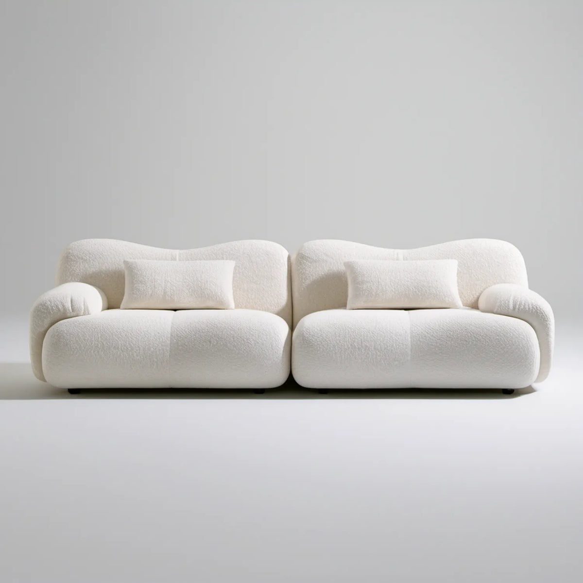 Kremowa modułowa sofa 2-osobowa z tkaniny bouclé 260 x 100 x 75 cm