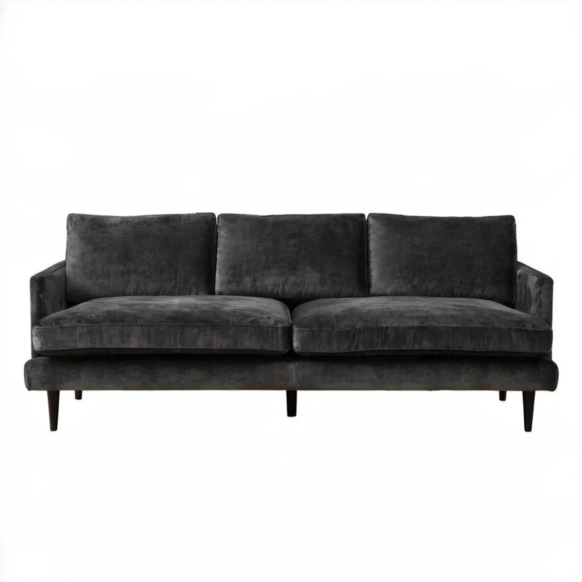 Trzyosobowa sofa z aksamitu poliestrowego, grafitowo-czarna, 220 × 92 × 86 cm