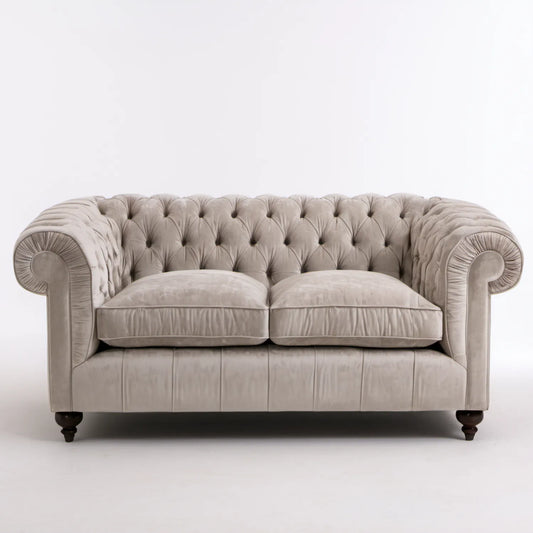 Dwuosobowa sofa Chesterfield z weluru poliestrowego Taupe 180 × 95 × 78 cm