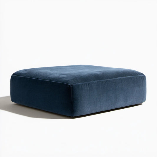 Granatowy aksamitny podnóżek prostokątny 90 x 70 x 40 cm