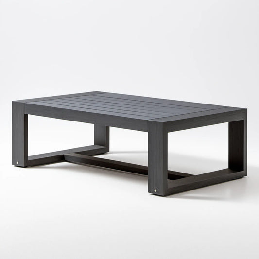 Prostokątny stolik kawowy z aluminium, czarny, 120 x 60 x 40 cm