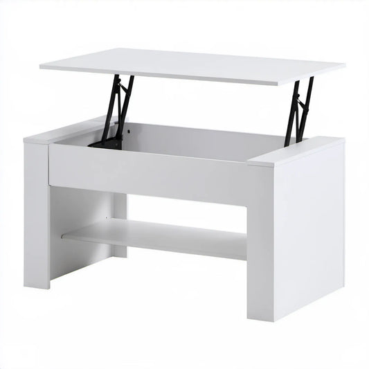 Biały prostokątny stolik z podnoszonym blatem 100 x 50 x 45–65 cm