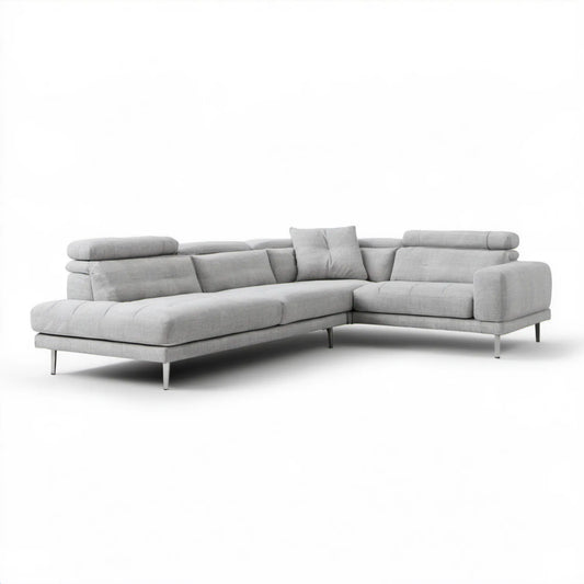 Lewostronna sofa narożna 4-osobowa z szezlongiem, jasnoszara, 300 x 200 x 86 cm